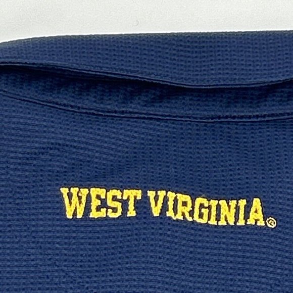 West Virginia Mountaineers Shirt Mens L Blue Nike Team Short Sleeve Polo Fit Dry - Picture 7 of 11